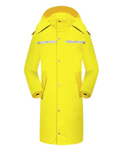 iCreek Raincoat Waterproof Long Rain Jacket Lightweight Rainwear Reflective with Packable Hood for Men Women Adults