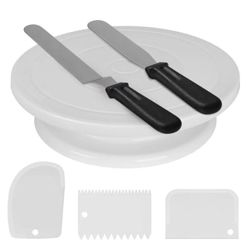 Agwuoetr Giratorio para DecoracióN de Pasteles de 11 Pulgadas: el Kit de DecoracióN de Pasteles de 6 Piezas Incluye 2 EspáTulas para Glaseado y 3 Raspadores