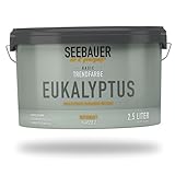 SEEBAUER diy Trendfarbe Hellgrün 2,5L (No. T10 Eukalyptus) für den Innenbereich - Edelmatte Wandfarbe Grün - Hochdeckende Innenfarbe in Profi-Qualität