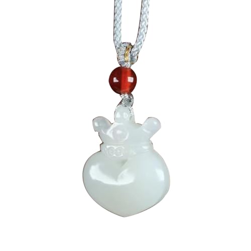 Collier de pendentif de couronne jade white hétien naturel avec sa longe