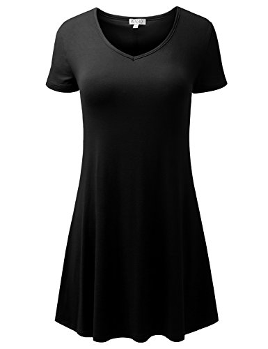 BIADANI Women Short Sleeve Hankerchief Flare Hem Tunic Top