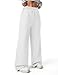 FACDIBY Damen-Sweathose aus Fleece, weites Bein, Winter, warm, thermisch, gerades Bein, Sweathose mit Taschen, Weiss/opulenter Garten, M