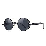 MERRY'S Gothic Steampunk Sunglasses for Women Men Round Lens, Black, Size Free