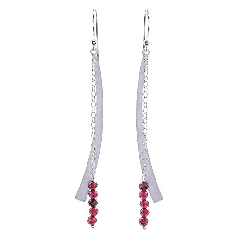 Grenat boucles d'oreilles pendantes en argent, le cadeau idéal pour femme