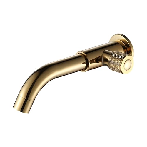Torneira Banheiro Lavatório Fria Lavabo Parede Metal Aço Inoxidável Gold Dourado