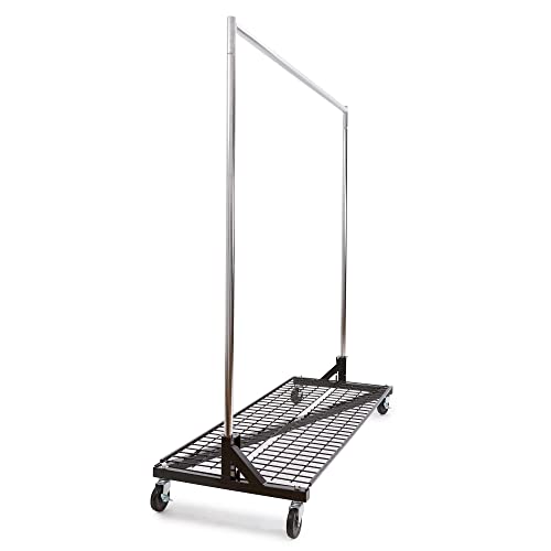Econoco Commercial Garment Rack - Rolling Clothes Rack, Heavy Duty (Z Rack with Base Shelf, Black)