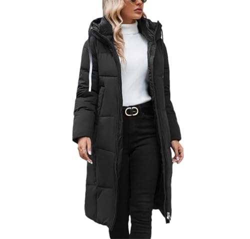 Doudoune longue femme à capuche parka chaude manteau classique hiver décontracté