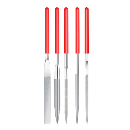 WeddHuis Jeu de 5 PCS Mini Limes a Aiguilles en Diamantée, Mini Set, Nadelfeilen Set Métallique, Manuels Polissage pour Bois, Bijoux, Bricolage, Métal, lime a bois,...
