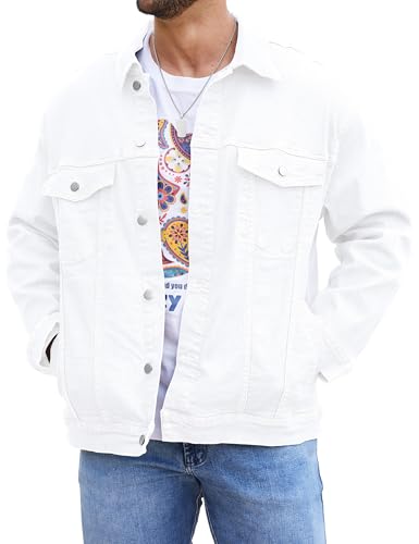Bindefon Denim Jackets for Men Trucker Jean Jacket Unlined Coats Spring Fall Outfits