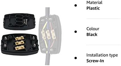 2 PCS 3-Terminal Electrical Junction Box,Wire and Cable Connector 13A 250V, for Outdoor Lighting, Power and Automotive Wiring(black)