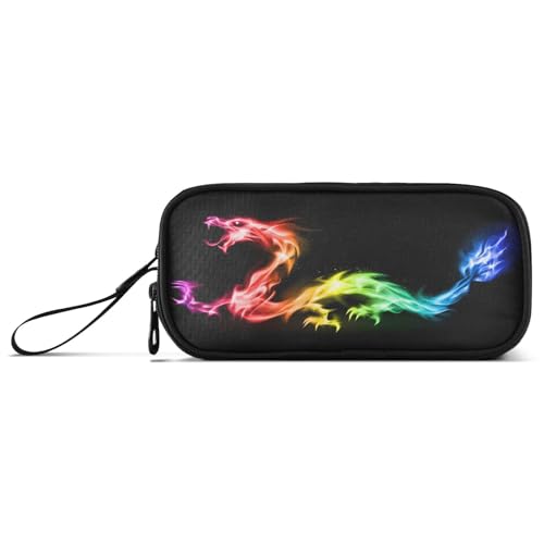 Image of Bolaz Fire Rainbow Dragon Pencil Case Large Capacity Pen Bag with Compartment Students Stationery Organizer Pencil Pouch Marker Case for School Office Work