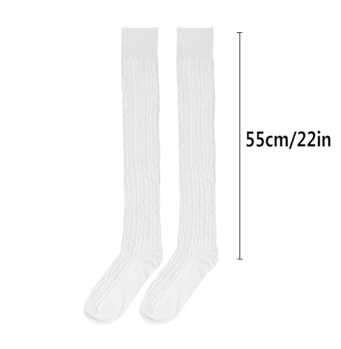 Bestjybt Women Cable Knit Thigh High Socks Cotton Warm Over the Knee Socks Knee High Boot Stockings Leg Warmers3