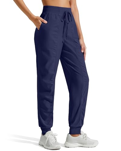 G4Free Women's Jogger Sweatpants with Pockets Drawstring High Waist Track Athletic Pants Elastic Waistband Workout Joggers (Dark Navy,XXL,27.5")