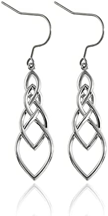 Pure Titanium Earring Hook For Sensitive Ear Fashion Jewelry Copper Celtic Good Luck Knot Drop Earrings For Women Girls(Long Celtic Knot)