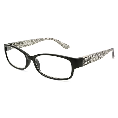 Foster Grant Womens Kyra Rectangular Reading Glasses Black/Transparent 59 mm