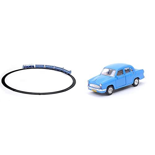 Image of Centy Toys Plastic Indian Passenger Train with Coaches & Railway Track, Pack of 19, Multicolour & Krasa Centy Plastic Toys Ambassador Car, Multi Color