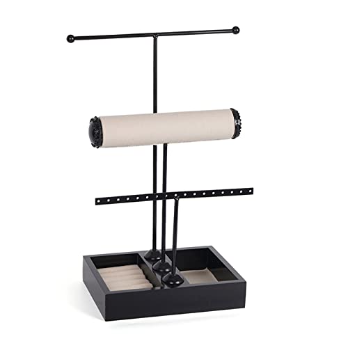 BMBN Sieradenstandaard, luxe T-vormige sieradenorganizer gelaagd tafelblad armband ring oorbel standaard houder ketting… - Image 3