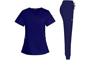 niaahinn Women's Dark Blue Scrubs Set: Style and Comfort for Professionals