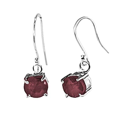 Sivalya VENUS Cushion Cut Raw Ruby Earrings in 925 Sterling Silver - Genuine Silver Earrings with Natural Red Ruby Gemstones - Ruby is Birthstone for July