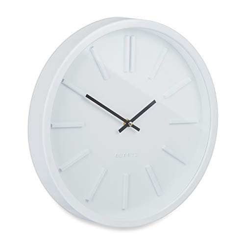 Relaxdays Horloge Murale, sans trotteuse, Moderne, Analogue, Pendule pour Cuisine, Salon, Bureau, Rond, Ø 35 cm, Blanc