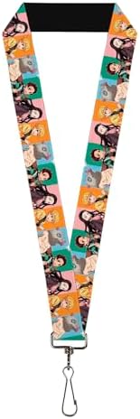 Demon Slayer Lanyard, Demon Slayer Four Character Group Pose Blocks Multi Color, Elastic image 5