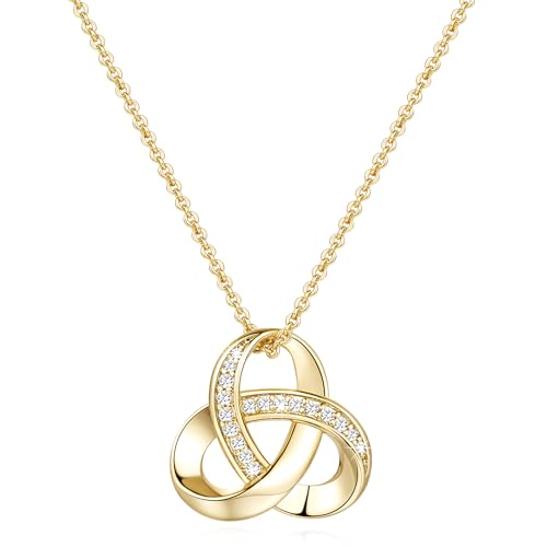 14K Gold Plated Necklaces for Women Trendy Love Knot Infinity Interlocking Knot Necklaces Pendant Necklace for Women Diamond Necklace Adjustable in Length 20in