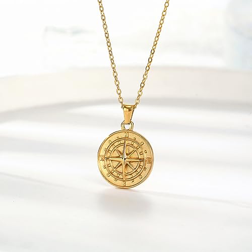 Female Compass Pendant Necklace Navigator Forged Jewelry In Stainless Steel3