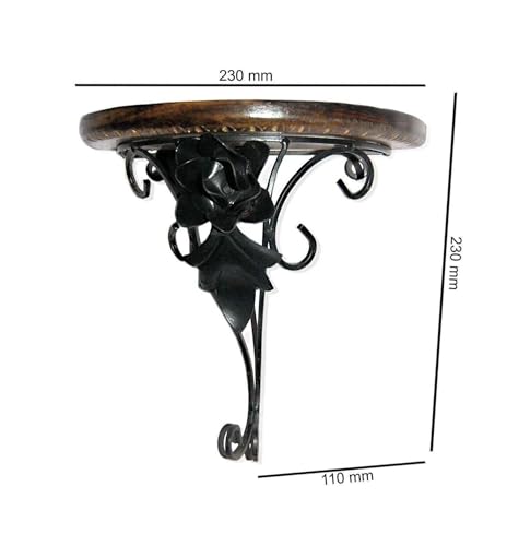 Image of Iron and Wooden Wall Decor Shelf for Interior Decoration, Size 20x10x22 (CM)