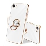 danliangqifei iPhone SE ケース iPhone第3世代カバー 第2世代 スマホケース アイフォン SE3/SE2 リング 耐衝撃 360°回転 スタンド機能 車載ホルダー対応 保護カバー レンズ保護 ストラップホール付き 4.7イン（ホワイト）
