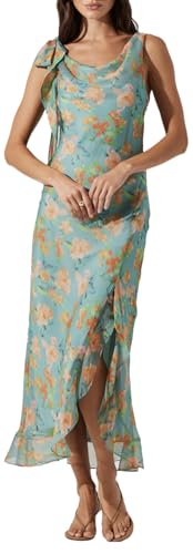 ASTR The Label Women's Isabelle Dress, Blue Orange Floral, L