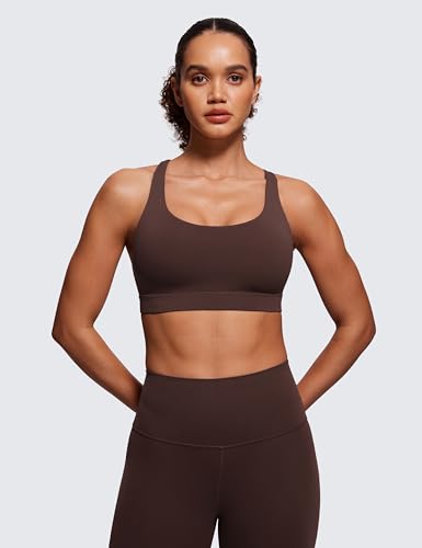 Image of CRZ YOGA Naked Feeling Strappy Sports Bras | Medium Support, Removable Pads, Yoga, Sleek, Scoop Neck, for Women