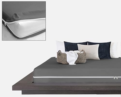 Full XL Zipper Fitted Sheet, Dark Grey