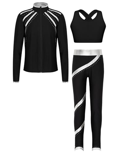 Ensemble de gymnastique fille stretch avec veste patinage artistique
