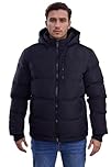 Spindle Mens Plain Black Fleece Lined Hooded Quilted Padded Puffer Jacket Insulated Warm Outdoor Coat Zip Pockets Inside Pocket Fleece Lined Pockets. Best for Autumn and Winter Black XXXL