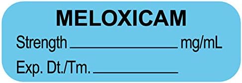 United Ad Label Anesthesia Labels MELOXICAM MG/ML, 1-1/2" x 1/2", Permanent Paper Label, Blue, One Roll of 610 Labels