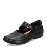 Clarks Chaussures Plates Cora Gema Mary Jane pour Femme, Cuir Noir, 40.5 EU