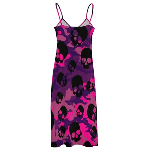 Robe maxi col V imprimé crâne violet pour vos journées de plage