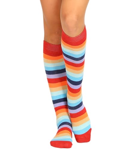 Image of Striped Knee High Socks for Women Outdoor Sport Athletic Stripe Casual Tube Socks