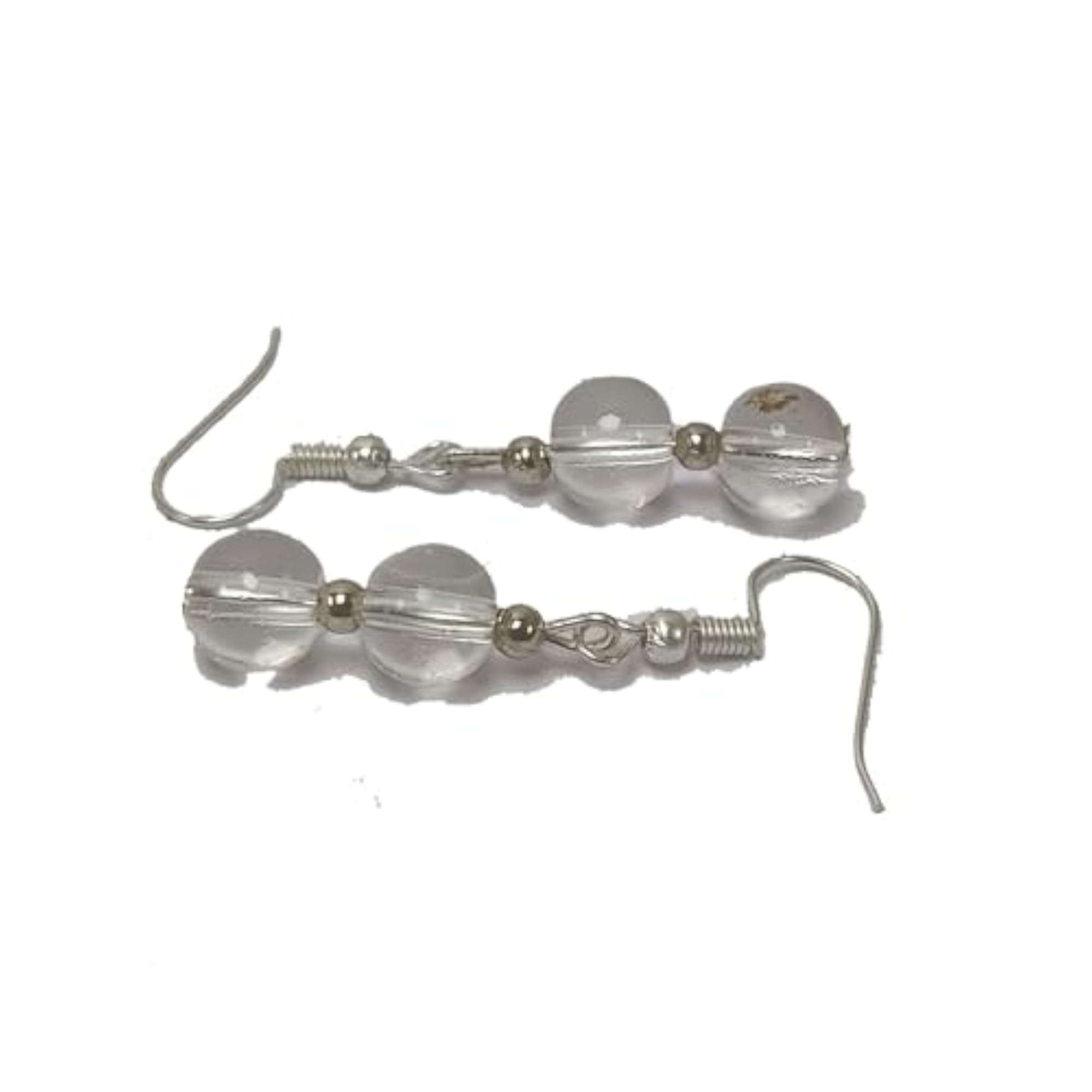 Women's Clear Crystal Round Bead Healing Earrings Set