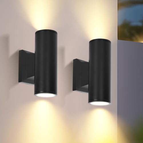 Aigostar Aplique Pared Interior/Exterior, GU10 Lámpara Pared, IP65 Impermeable Luz Para Interior y Exterior, Iluminación Para Patio, Jardín, Balcón, Dormitorio, Pasillos (2 Paquetes Sin Bombillas)