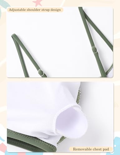 Image of Girls Swimsuits Bikini Set 2 Pieces Color Block Bikini with Adjustable Shoulder Strap Girls Bathing Suit 7-16Y