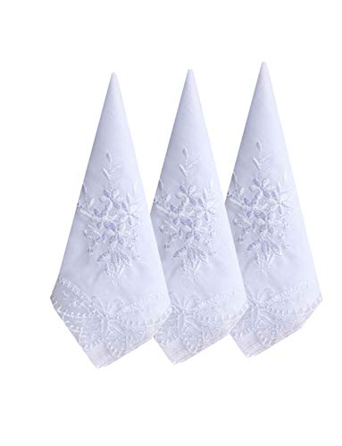 BonjourMrsMr Ladies Womes White Embroidery Cotton Handkerchiefs Wedding Hankies
