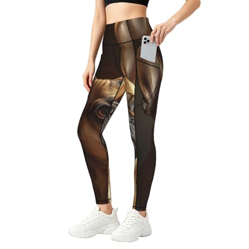 Leggings con bolsillos Little Bulldog para mujer pantalones elásticos de entrenamiento