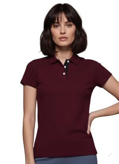 Women Cotton Polo T Shirt Regular Fit Half Sleeve Collar Neck Casual Top Summer Wear Ladies Polo T Shirt Breathable Fabric Office Polo Tee for Women Pack of 1