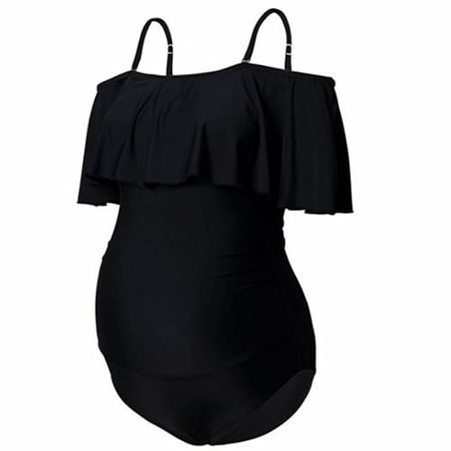 NVOQILIN Traje de baño de maternidad con volantes, monokini, ropa de maternidad, ropa de natación con estampado