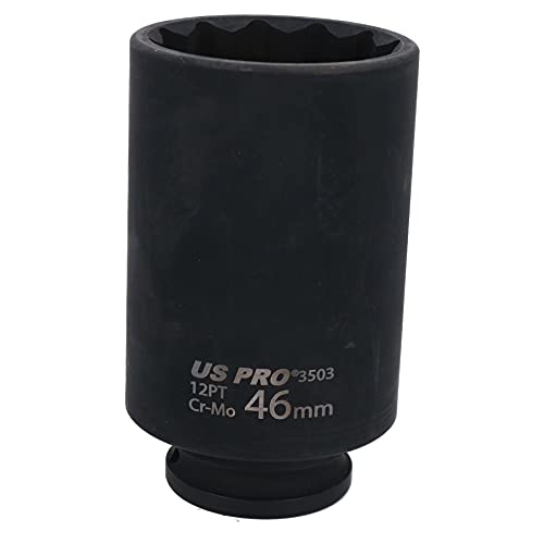 46mm 1/2 Drive Deep Metric Impact Socket 12 Sided for Hub Nut 100mm Deep