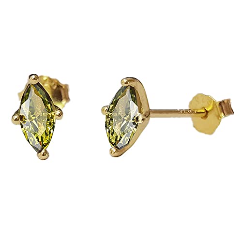 Dtja Minimalist Green Peridot 925 Sterling Silver Small Stud Earrings For Women 14K Gold Plated Tiny Mini Crystal Birthstone Studs Cartilage Tragus Post Hypoallergenic Piercing Birthday Jewelry Gifts cover
