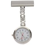 SEWACC Krankenschwester Taschenuhr mit Clip, Großer Ziffernblatt, Silber