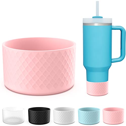 DIMVKA Silicone Boot for Stanley 40oz Quencher Adventure & Stanley IceFlow 30oz 20oz, Protective Anti-Slip Flex Boot with Netlike Texture and Air Outlet (Pink)