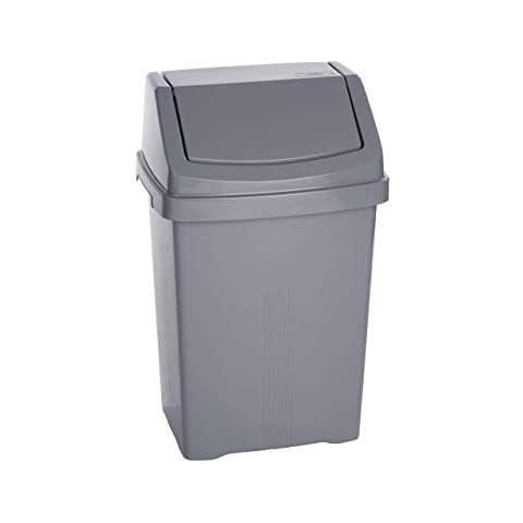 funky gadgets Wham 50L Swing Bin White,Silver,Teal,Purple,Cream Rubbish Dustbin Plastic Lided Bins Home Kitchen Office (Grey) Cover
